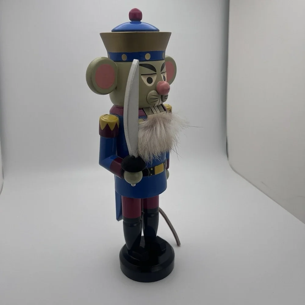 Erzgebirgische Volkskunst Nutcracker Mouse Soldier Large Pink Ears Tail 9.75